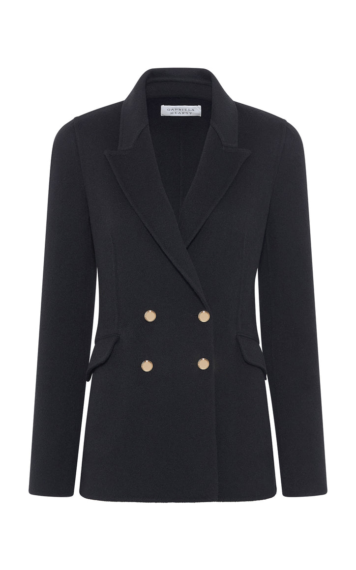 Lloyd Blazer in Black Double-Face Recycled Cashmere