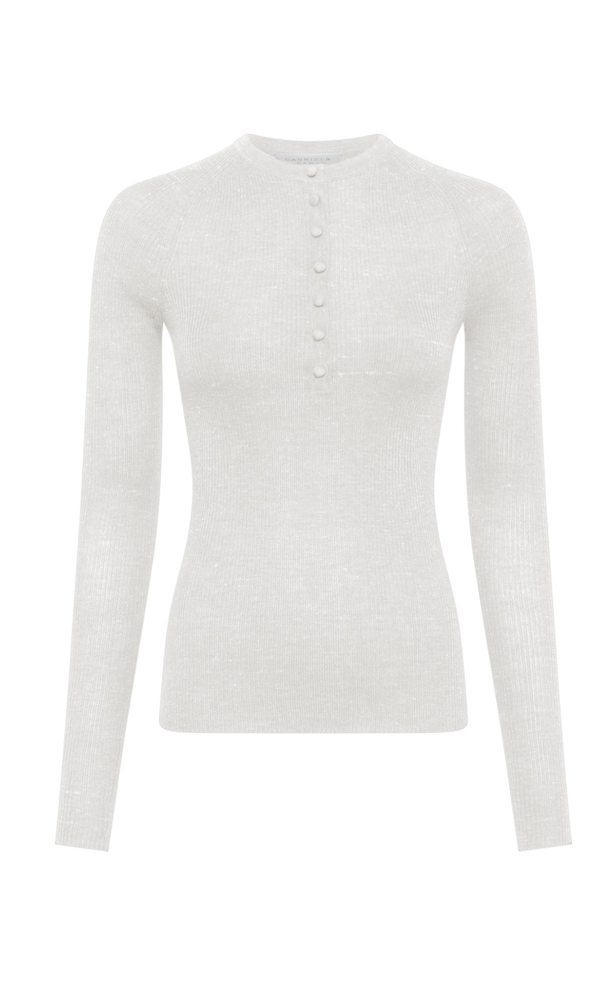 Anges Knit Henley in Ivory Cashmere Silk with Hemp