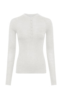 Anges Knit Henley in Ivory Cashmere Silk with Hemp