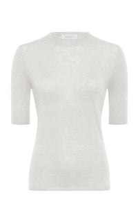 Chryse Knit T-Shirt in Ivory Cashmere Silk with Hemp