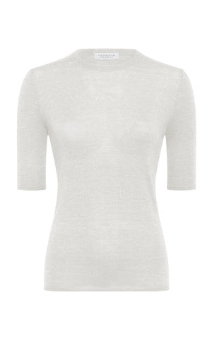 Chryse Knit T-Shirt in Ivory Cashmere Silk with Hemp