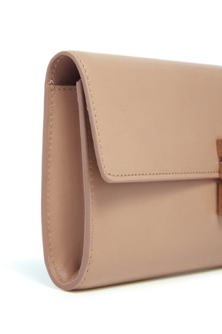 Nude Leather Luxury Phone Wallet - Close-Up Side Detail | Gabriela Hearst