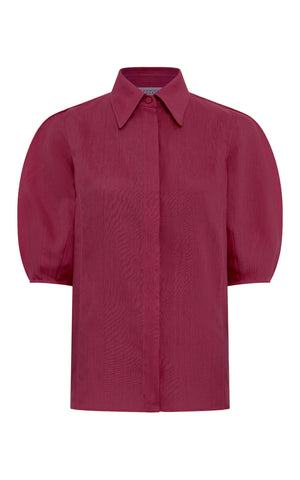 Sansi Top in Raspberry Aloe Linen