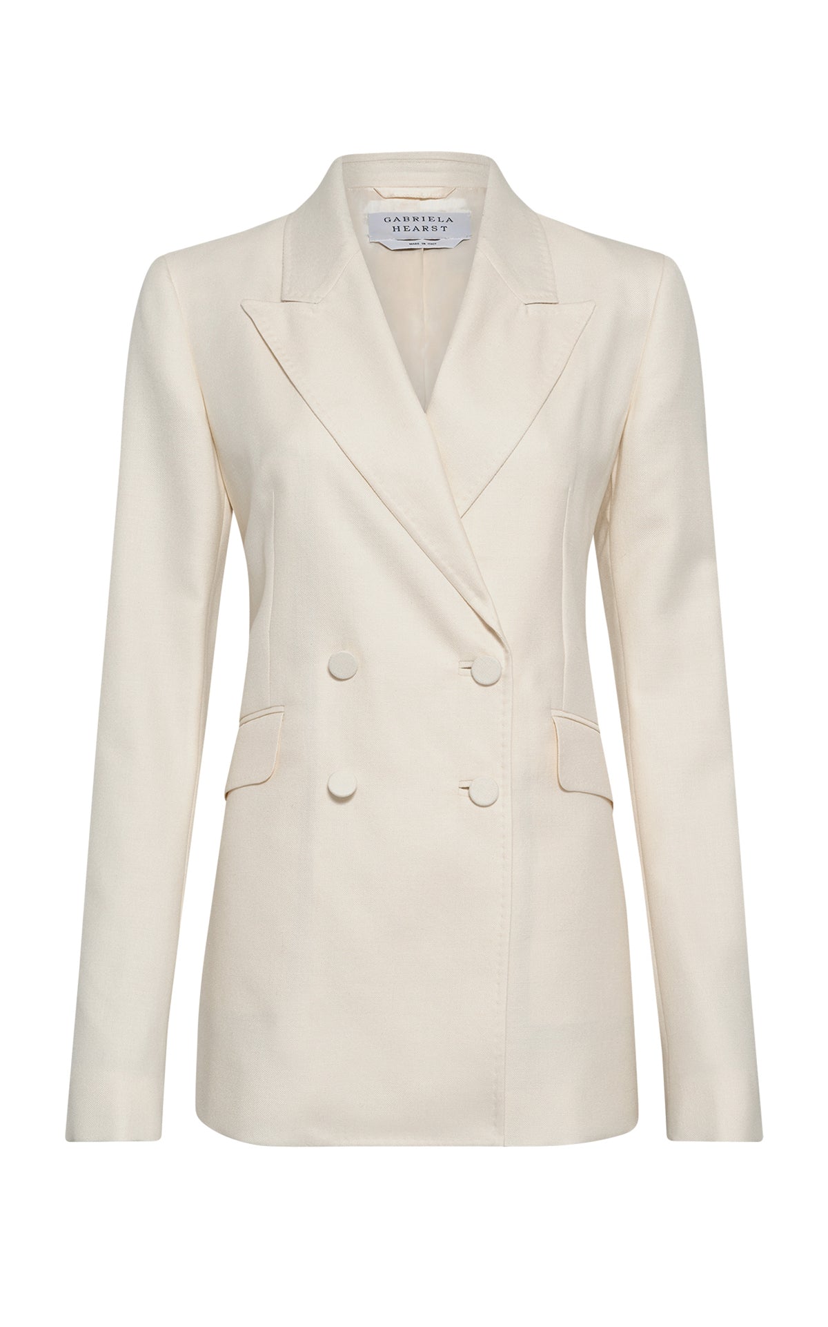 Angela Blazer in Ivory Virgin Wool Silk with Linen