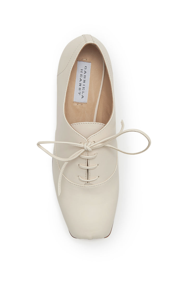 Clio Oxford Heel in Ivory Nappa Leather