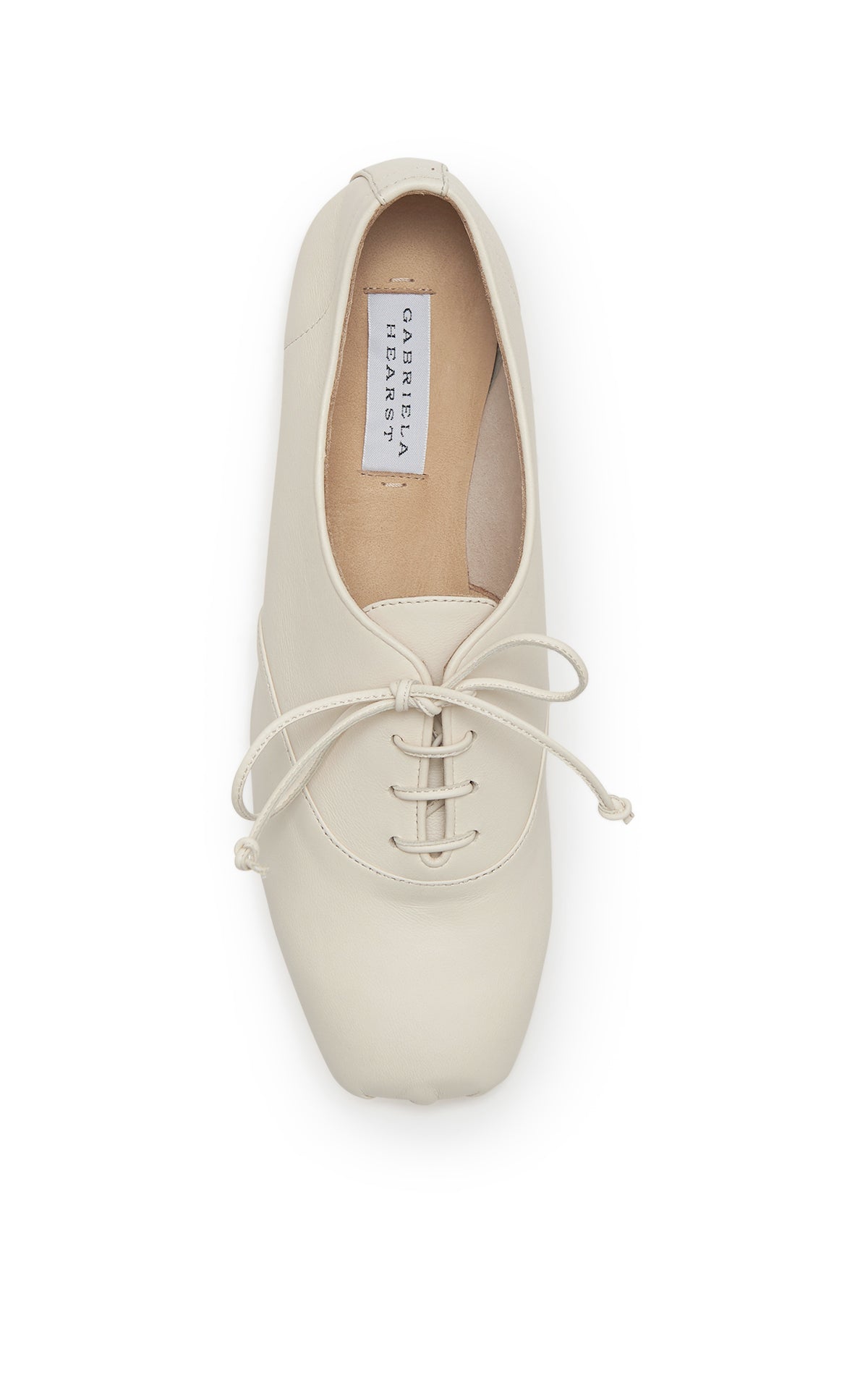 Maya Oxford Flat Shoe in Ivory Nappa Leather