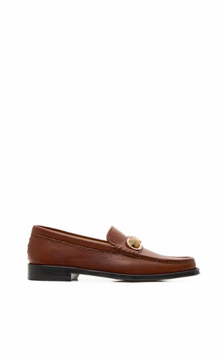 Cognac Leather Melchora Stone Loafer - Side View | Gabriela Hearst