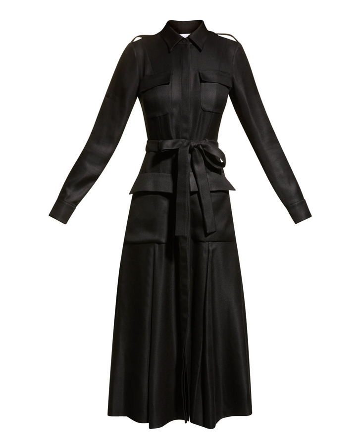 Meyer Shirtdress in Black Silk