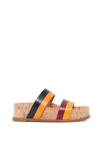 Striker Sandal in Black Orange Red and Yellow Leather