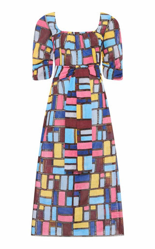 Payden Dress in Aurora Multi Printed Silk Twill
