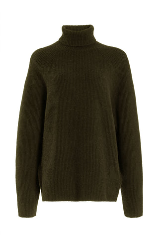 Wigman Knit Turtleneck Sweater in Olive Cashmere M