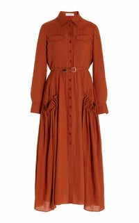 Joe Dress in Red Clay Aloe Linen