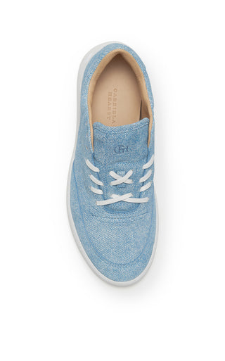 Light Blue Suede Denim Ohio Slip-on Sneakers - Top View | Gabriela Hearst