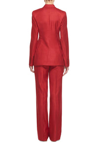 Angela Blazer in Red Silk Wool with Linen