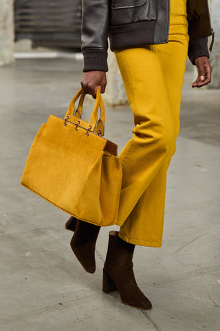 Large Amethyst Tote Bag in Golden Birch Suede