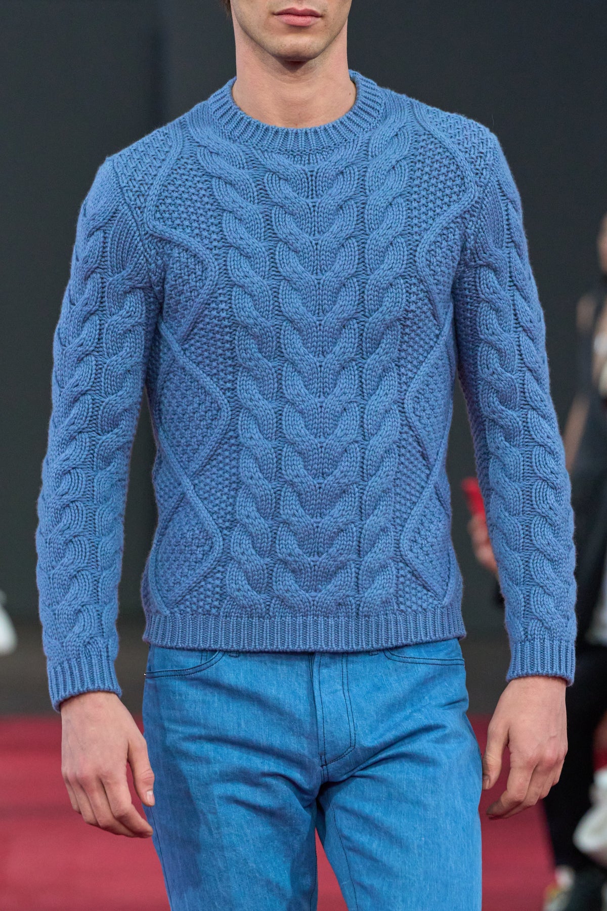 Geoffrey Knit Sweater in Light Blue Denim Cashmere