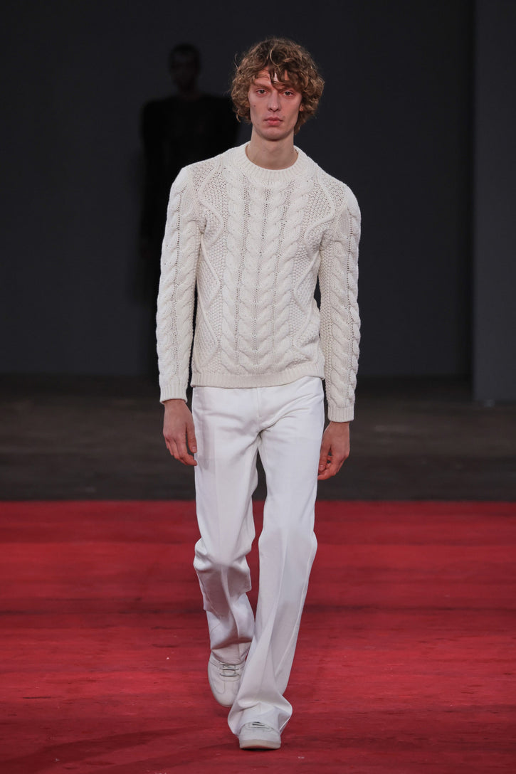 Geoffrey Knit Sweater in Ivory Cashmere