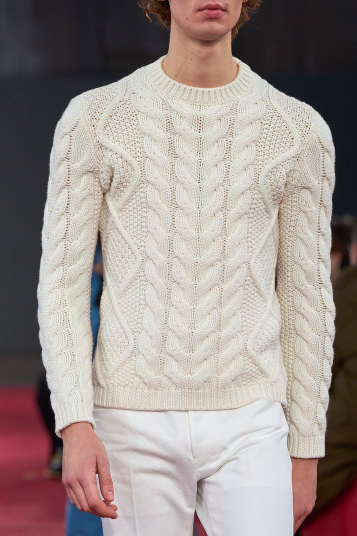 Geoffrey Knit Sweater in Ivory Cashmere