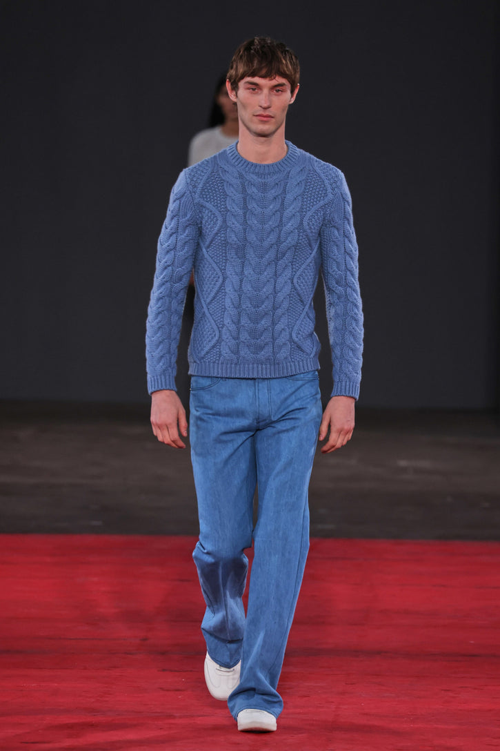 Geoffrey Knit Sweater in Light Blue Denim Cashmere