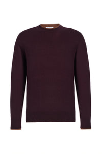 Wells Reversible Knit Sweater in Plum & Cognac Cashmere Silk