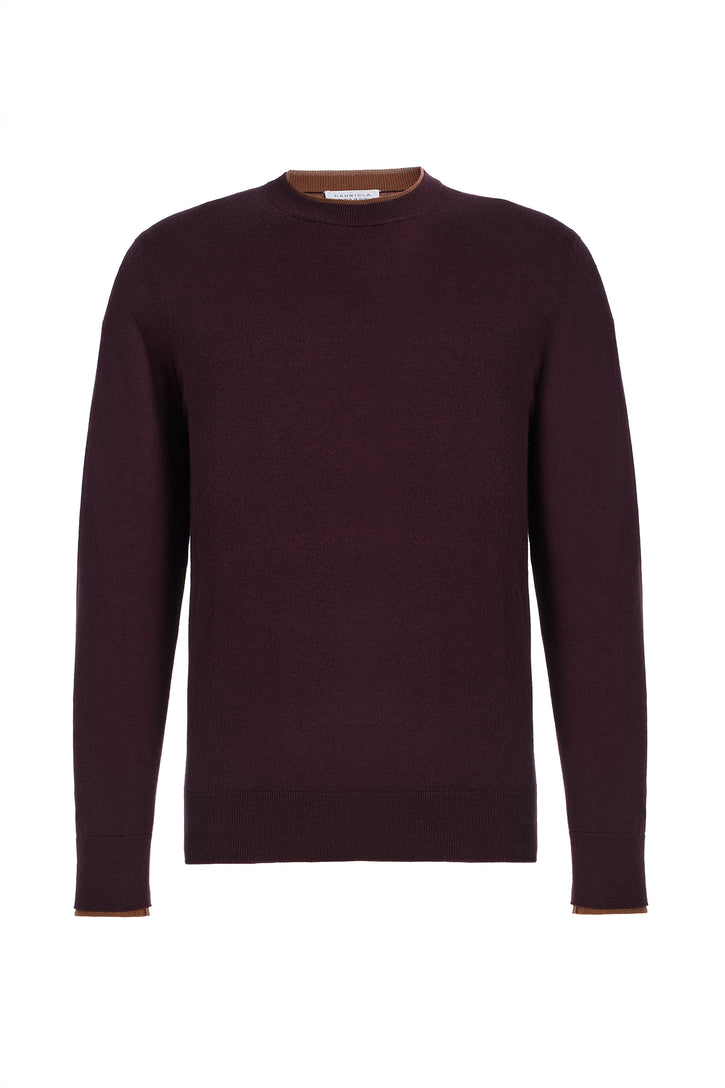 Wells Reversible Knit Sweater in Plum & Cognac Cashmere Silk