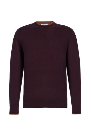 Wells Reversible Knit Sweater in Plum & Cognac Cashmere Silk