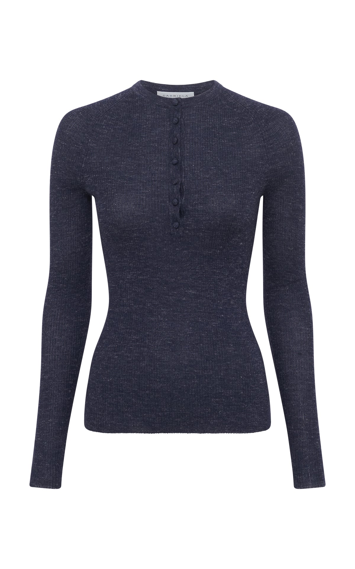 Anges Knit Henley in Denim Cashmere Silk