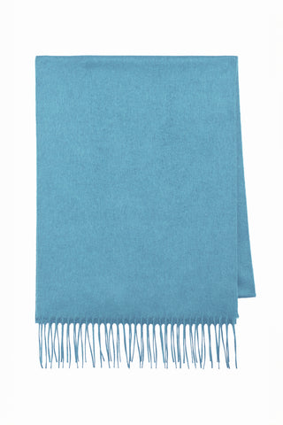 Blaine Fringe Scarf in Light Blue Brushed Silk Cashmere
