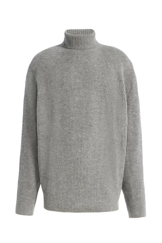 Wigman Knit Turtleneck Sweater in Heather Grey Cashmere