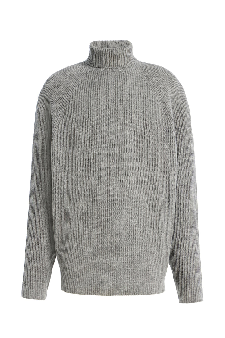 Wigman Knit Turtleneck Sweater in Heather Grey Cashmere