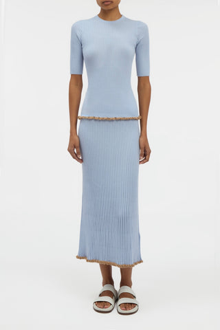 Mireya Knit Top in Halogen Blue Cashmere Silk