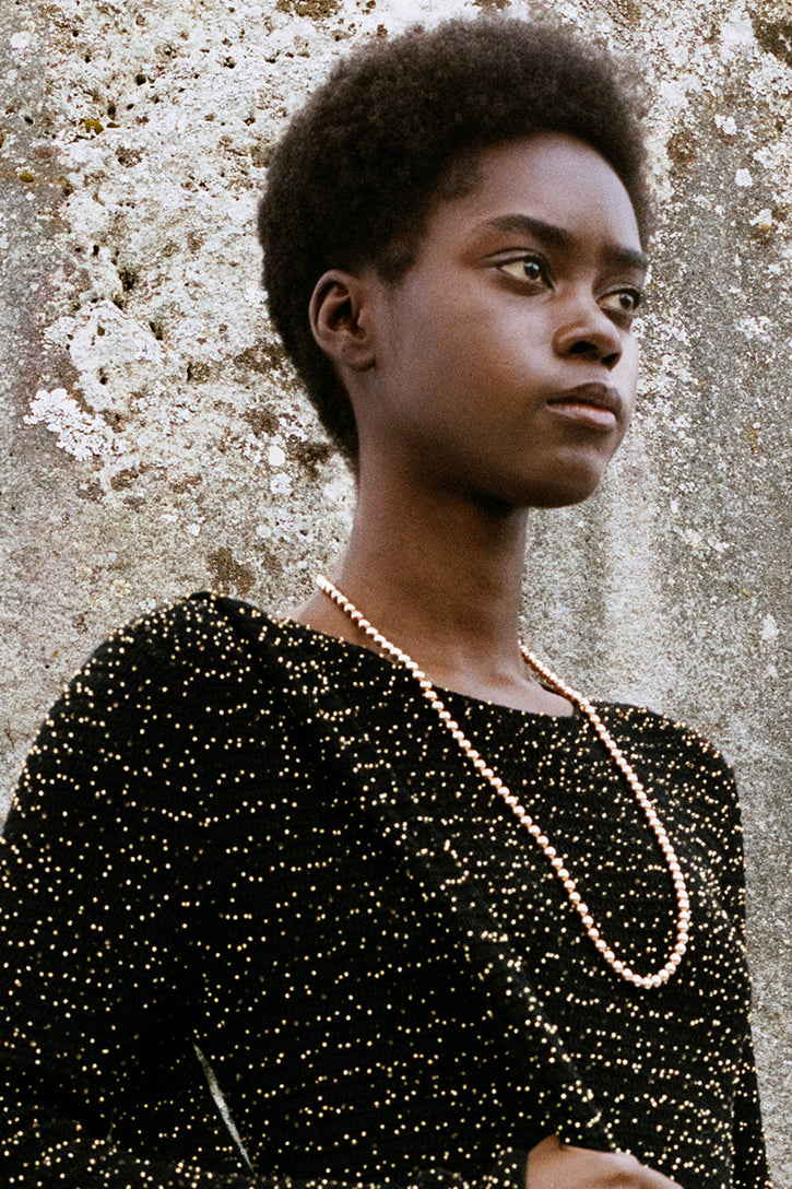 Long 18K Gold Bead Necklace - 108 Beads