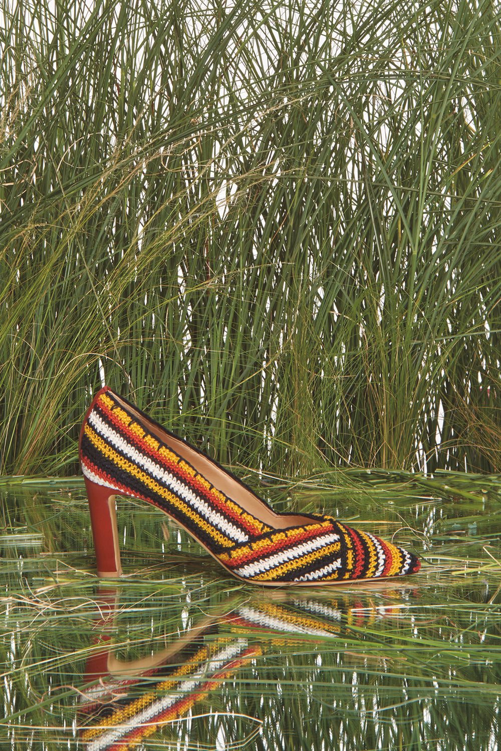 Azalea High Heel Crochet Pump in Rust Multi Nappa Leather
