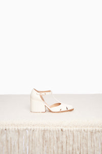 Hawes T-Strap Heel in Ivory Leather