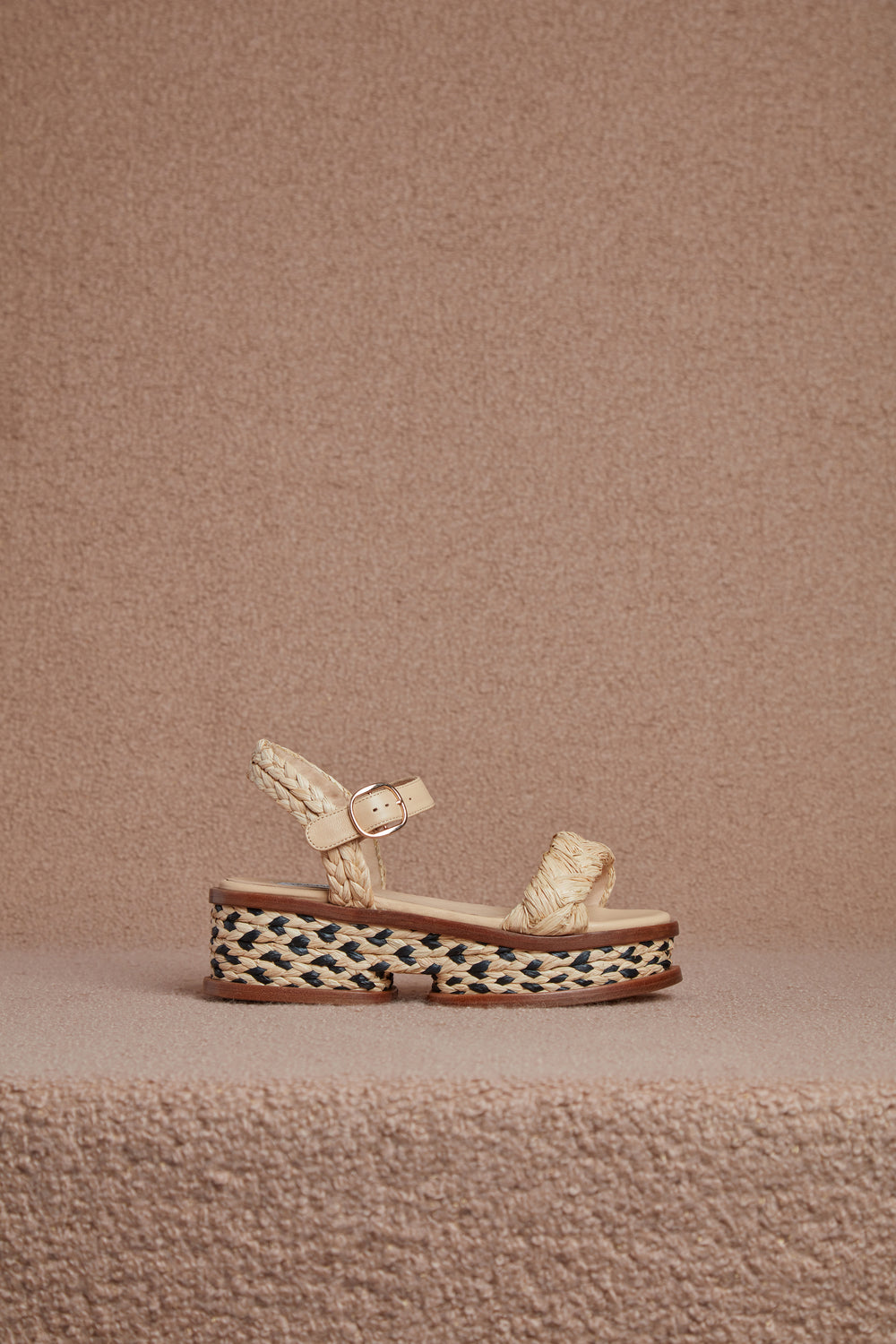 Michael Platform Sandal in Cream Raffia