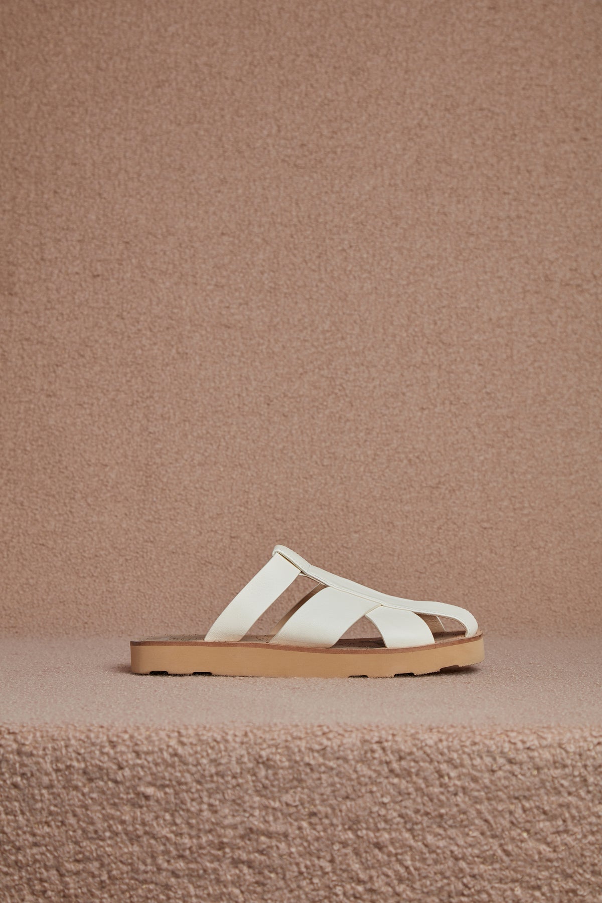 Phaon Slide Sandal in Cream Leather