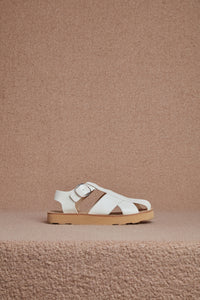 Horatio Flat Sandal in Cream Nappa Leather