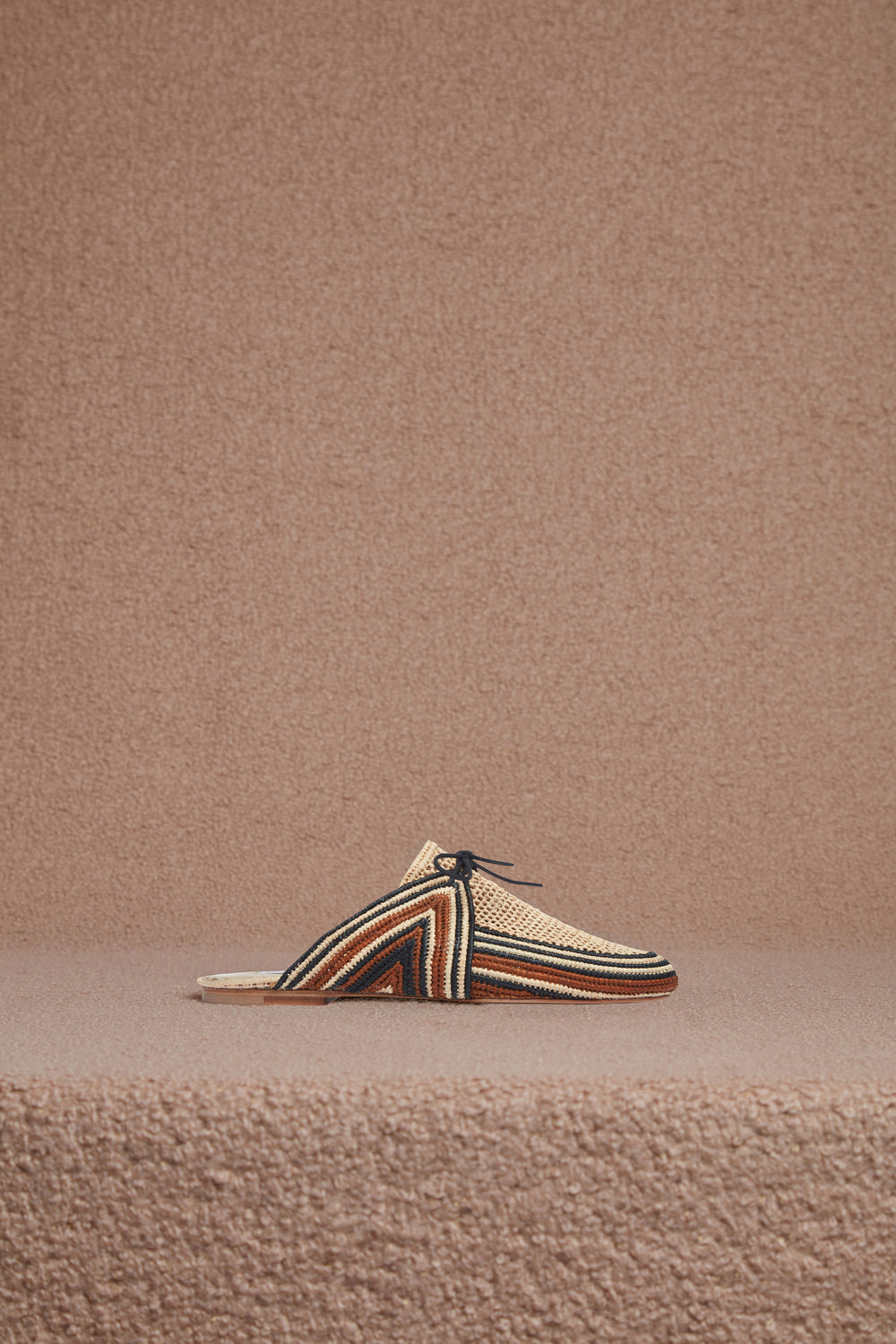 Harriet Flat Mule in Brown Multi Raffia