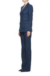 Torres Flare Pant in Cobalt Check Wool