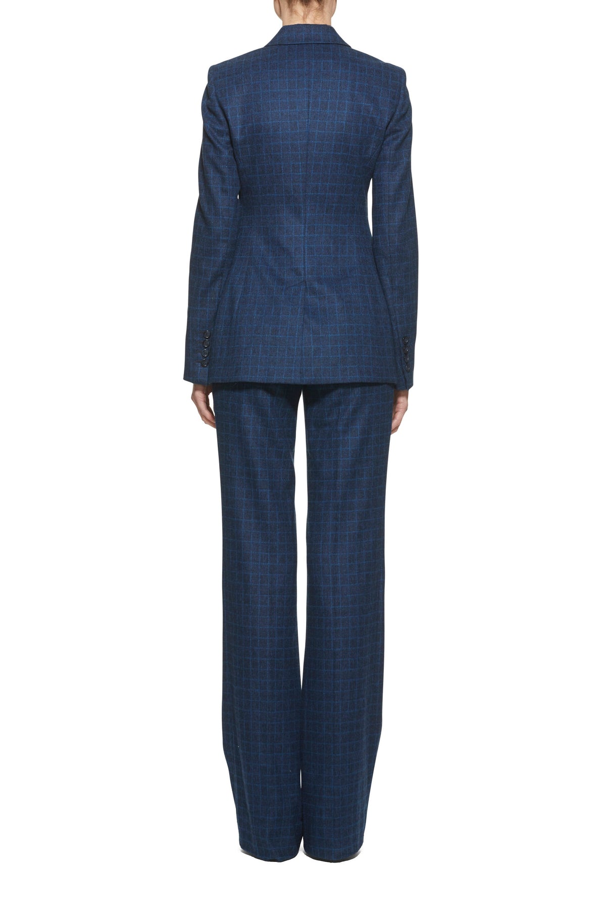 Torres Flare Pant in Cobalt Check Wool
