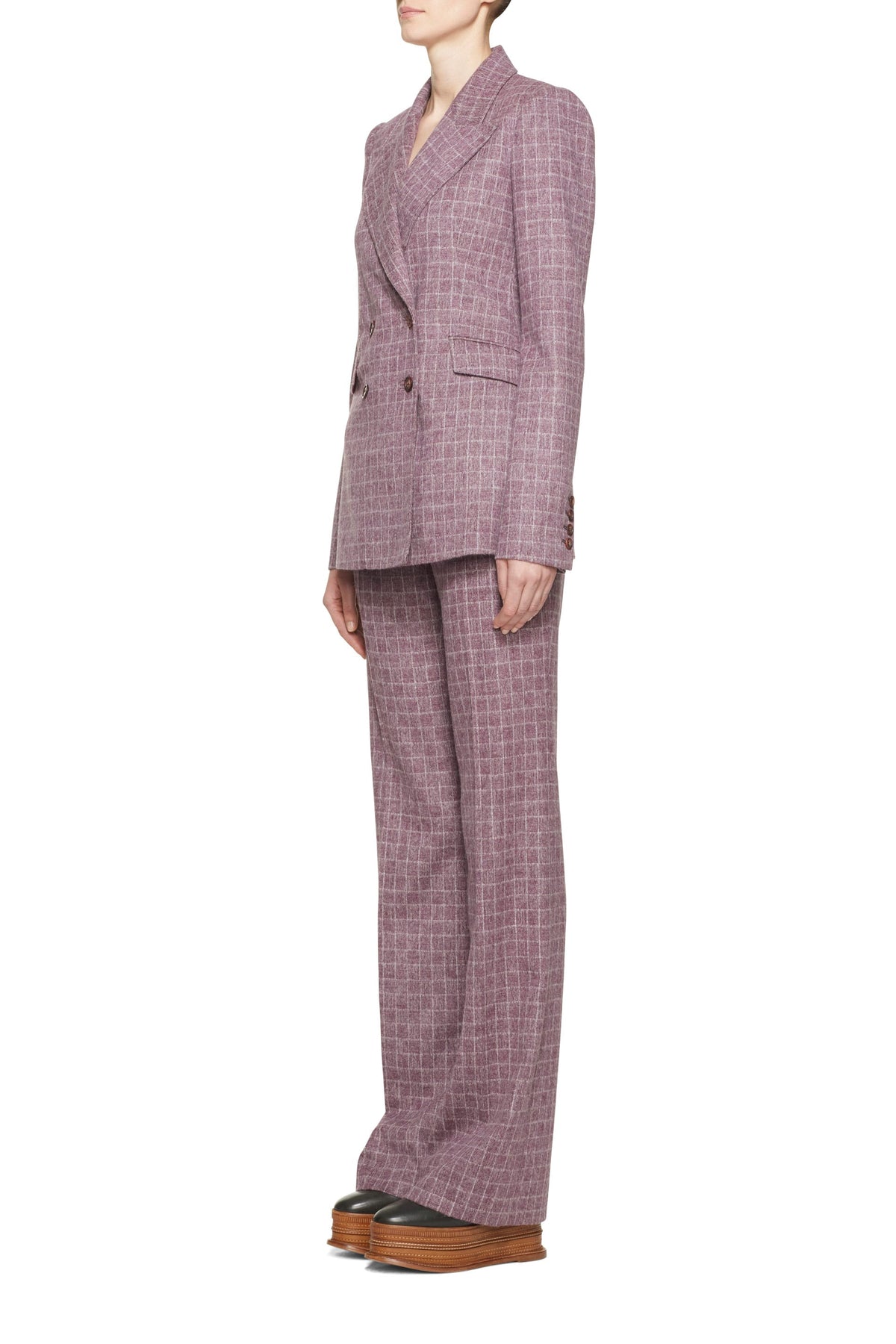 Torres Flare Pant in Mulberry Check Wool