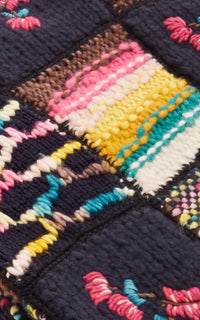 Alec Patchwork Knit Blanket in Dark Navy Multi Welfat Cashmere