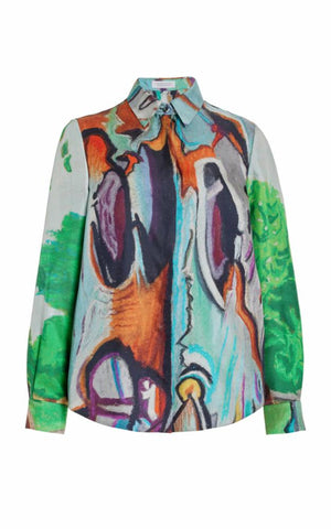 Henri Blouse in Printed Silk Twill
