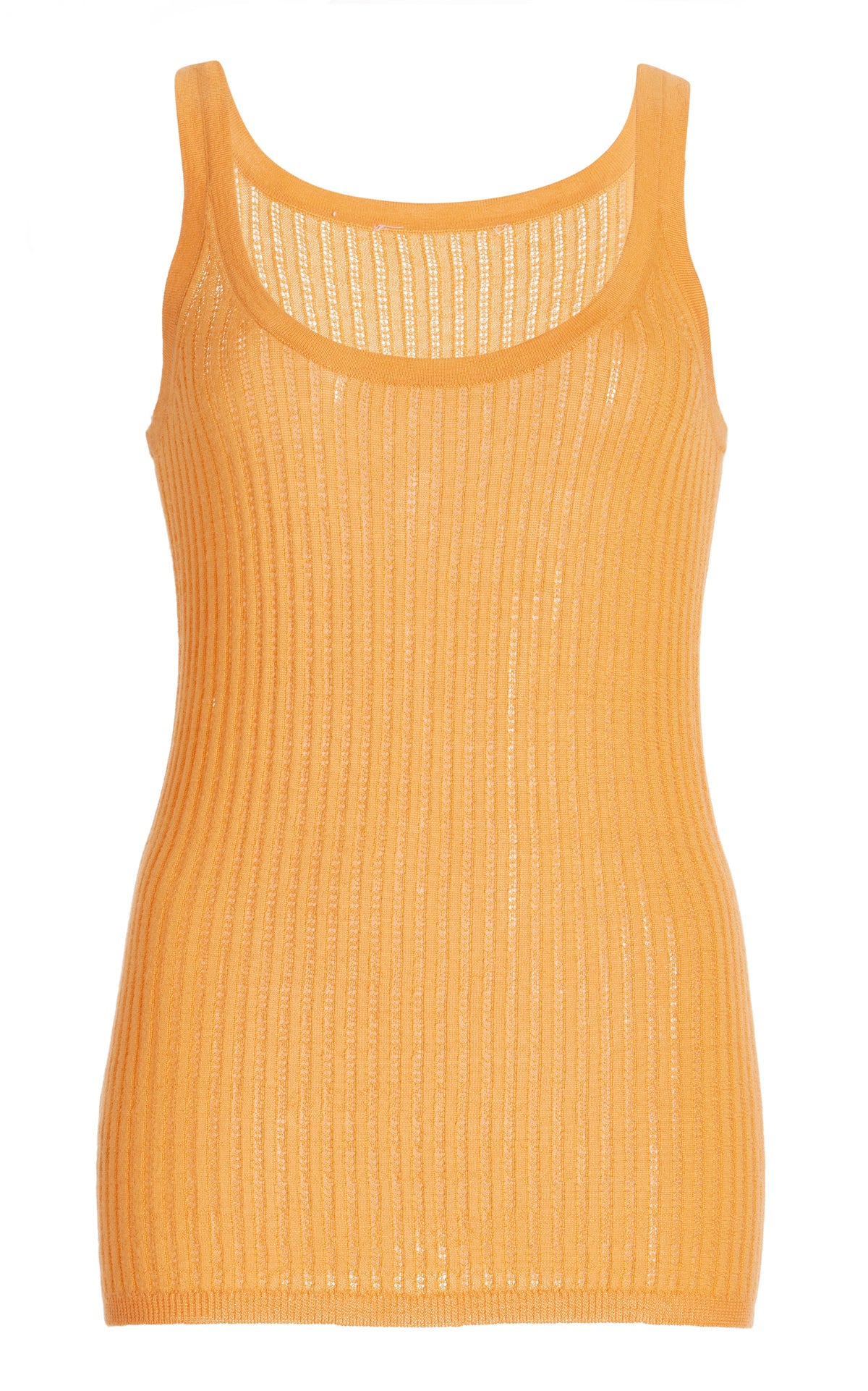 Graham Pointelle Knit Tank Top in Fluorescent Orange Cashmere Silk
