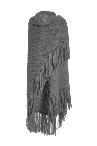 Lauren Knit Wrap in Heather Grey Welfat Cashmere