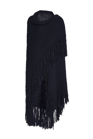 Lauren Knit Wrap in Dark Navy Welfat Cashmere