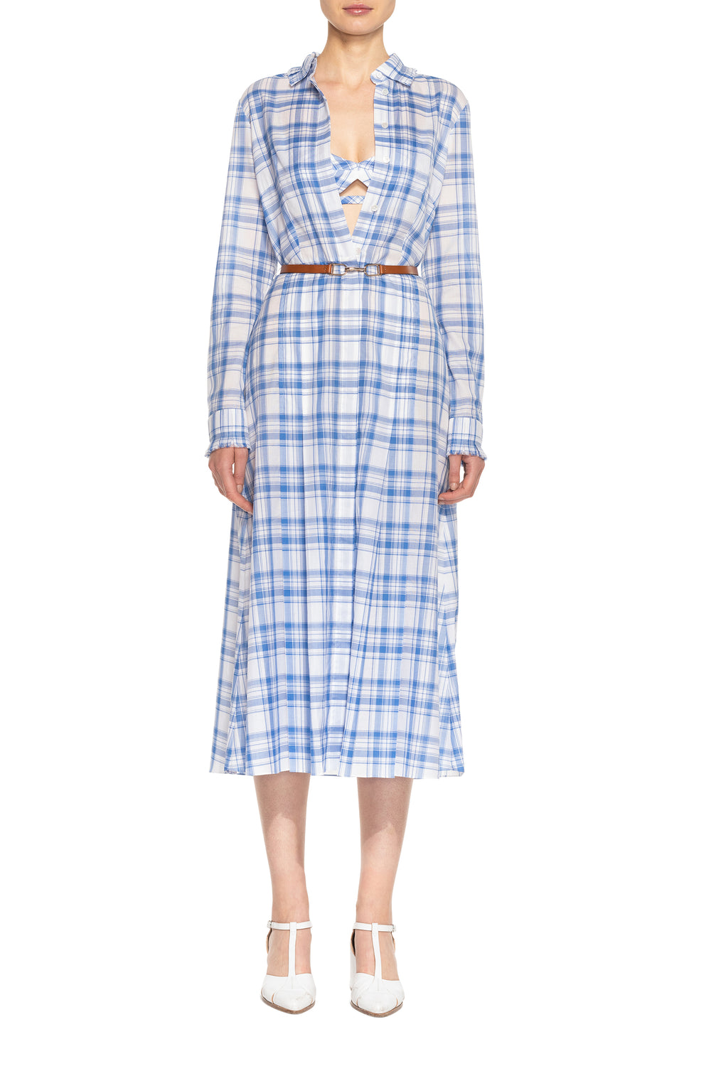 ブルーチェックのアップサイクルコットンのガイアブラレット