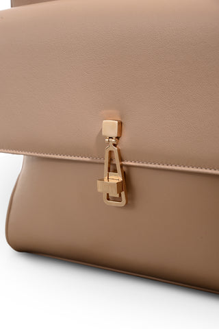 Nude Billie Backpack Rose Gold Turnlock Closure Detail | Gabriela Hearst