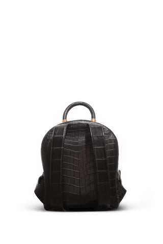 Black Crocodile Mini Billie Backpack - Back View | Gabriela Hearst