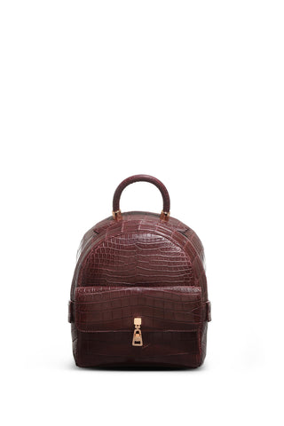 Mini Billie Backpack in Bordeaux Crocodile Leather